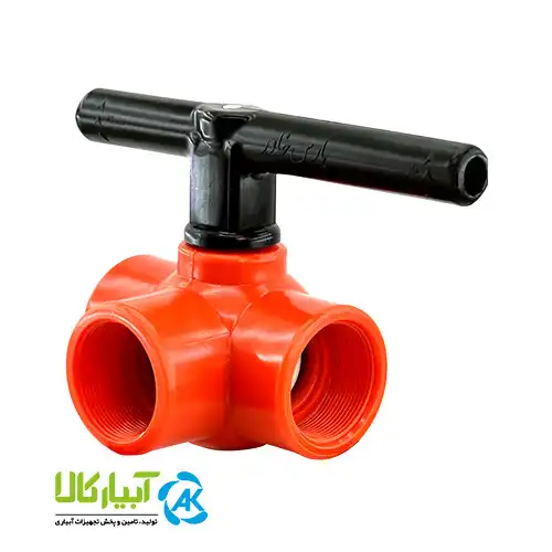Internally threaded three-way ball valve قیمت شیر سه راهی سه سر دنده داخل پارس خاور - آبیار کالا